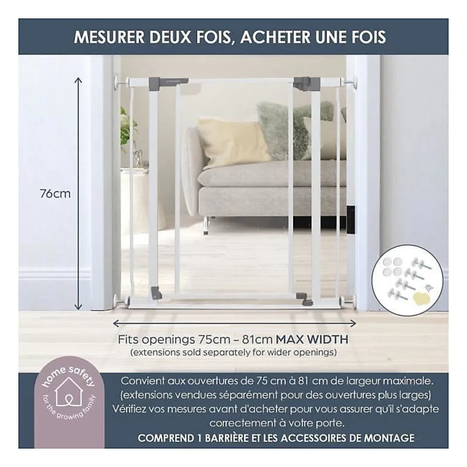 Barriere de sécurité a panneau transparent - - Fonction maintien en position ouverte- Bas anti-chute - Blanc-Dreambaby Clearance