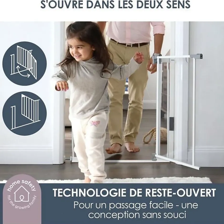 Barriere de sécurité a panneau transparent - - Fonction maintien en position ouverte- Bas anti-chute - Blanc-Dreambaby Clearance
