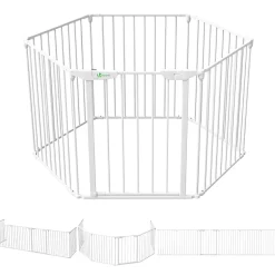 Barriere de securite cheminee pliable 3.75M 6 panneaux blanc-Vounot Discount
