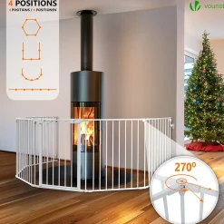 Barriere de securite cheminee pliable 3.75M 6 panneaux blanc-Vounot Discount