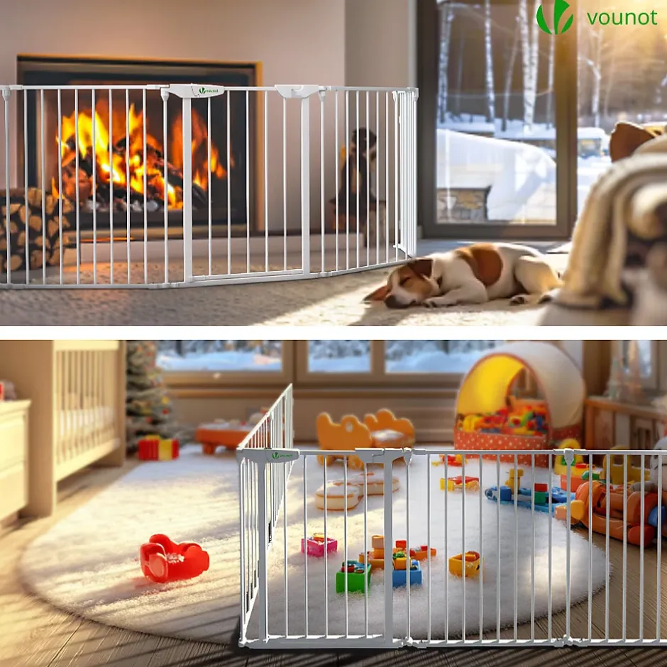 Barriere de securite cheminee pliable 3.75M 6 panneaux blanc-Vounot Discount