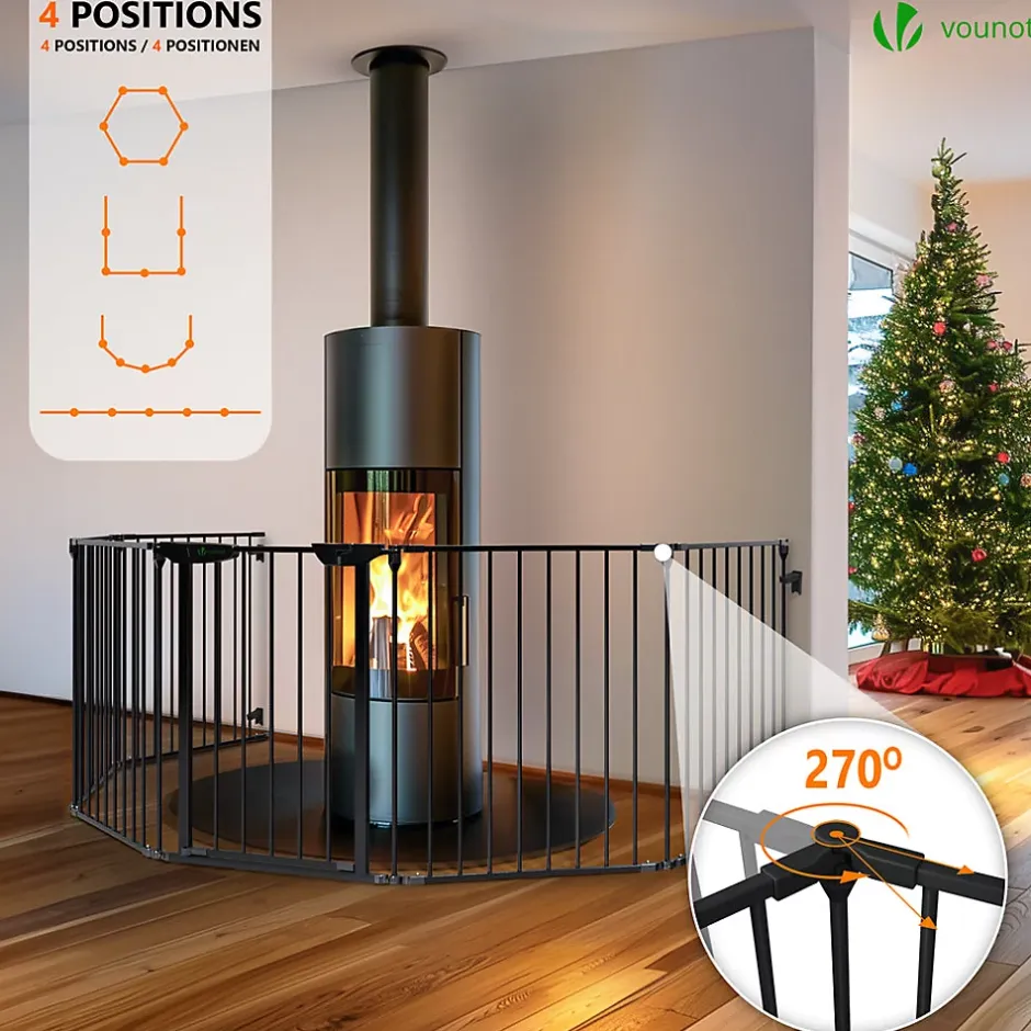 Barriere de securite cheminee pliable 3.75M 6 panneaux noir-Vounot Hot