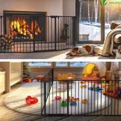 Barriere de securite cheminee pliable 3.75M 6 panneaux noir-Vounot Hot