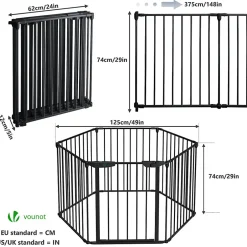 Barriere de securite cheminee pliable 3.75M 6 panneaux noir-Vounot Hot