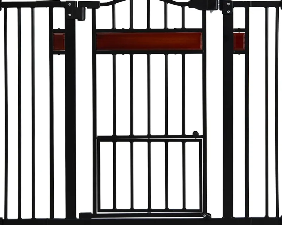 Barriere de Securite Enfant Extensible pour Animaux, Petite Porte,2 Raccords d'Extension,pour Escalier, Chambre, Couloir (Noir)-Giantex