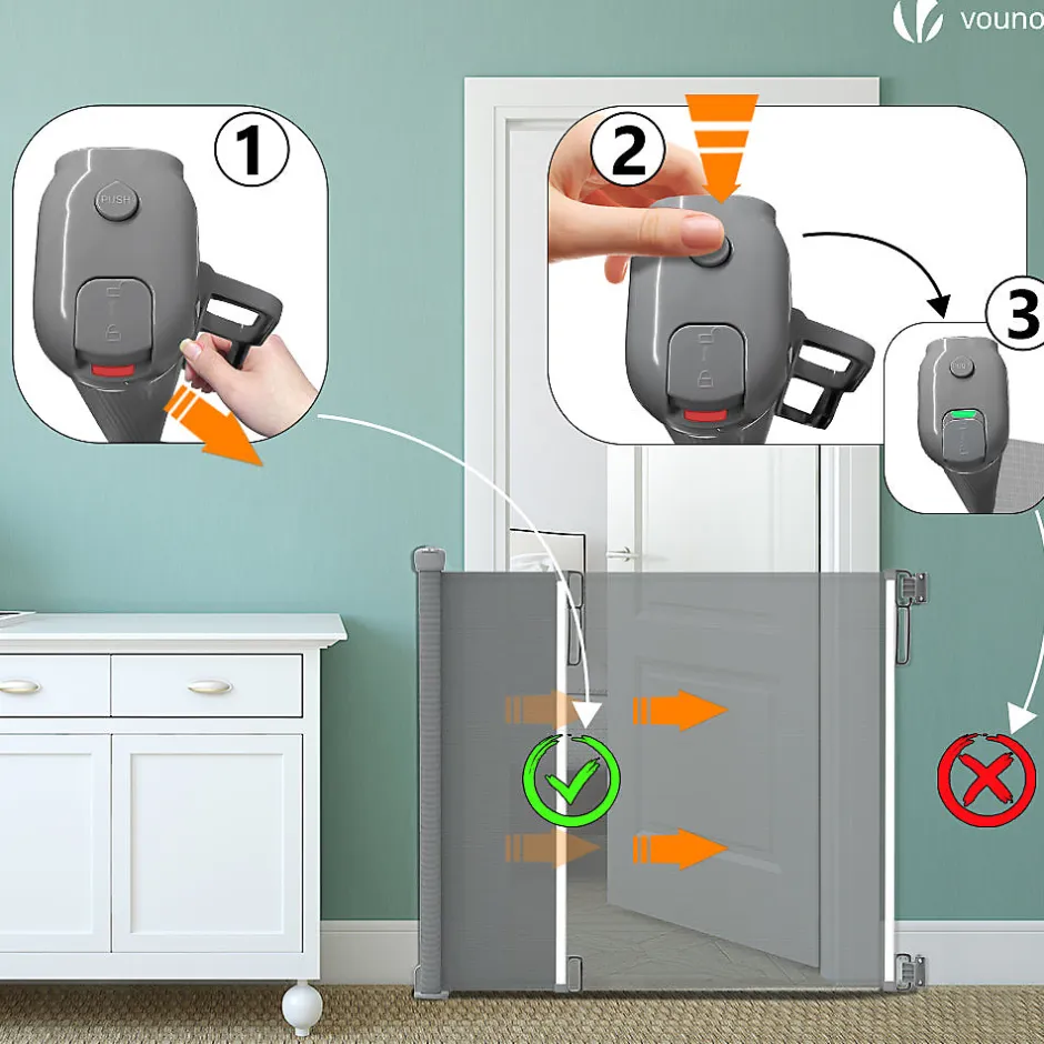 Barriere de securite retractable 180cm gris-Vounot New