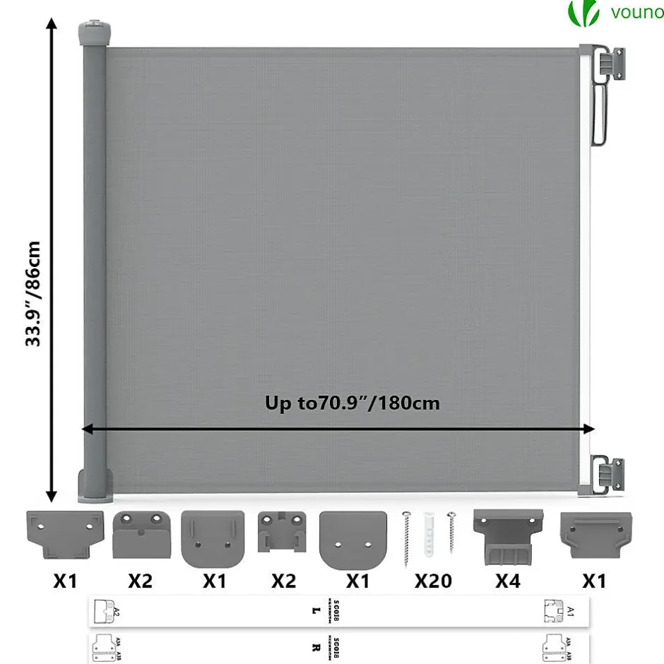 Barriere de securite retractable 180cm gris-Vounot New