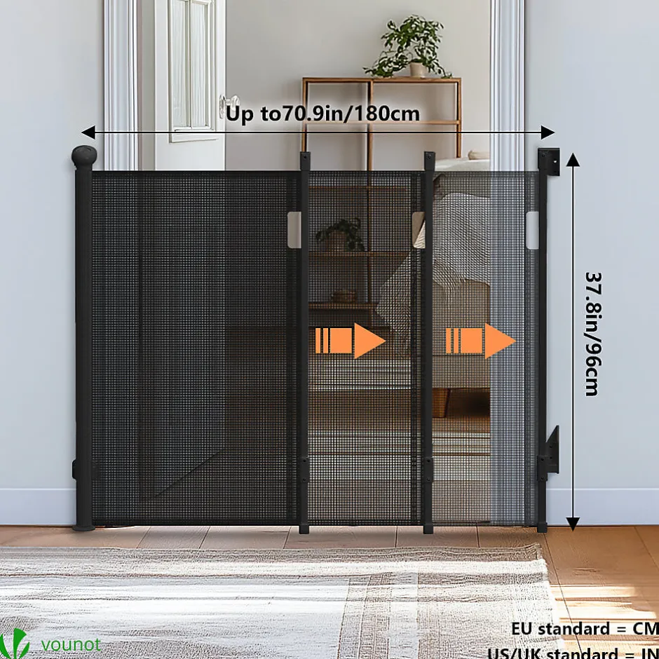 Barriere de securite retractable HAUTE 180x96cm noir-Vounot Clearance