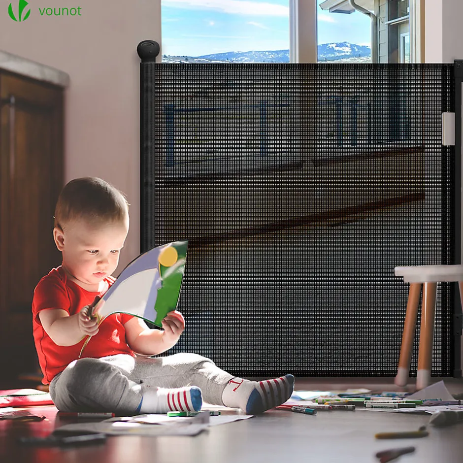 Barriere de securite retractable HAUTE 180x96cm noir-Vounot Clearance