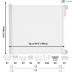 Barriere de securite retractable 180cm blanc-Vounot Discount