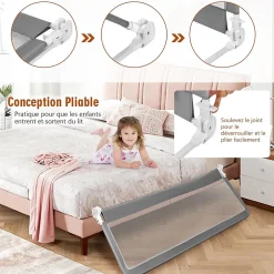Giantex Barrière de Lit pour Bébé Garde Corps de lit Système de Sécurité Ancrage Renforcé Gris