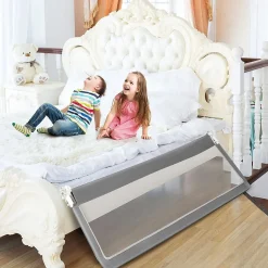 Giantex Barrière de Lit pour Bébé Garde Corps de lit Système de Sécurité Ancrage Renforcé Gris