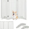 Giantex Barrière de Protection pour Chien Pliable Grille de Sécurité Pivotante par Charnière Barrière de Sécurité pour Animaux Blanc