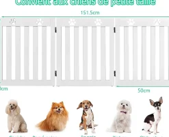Giantex Barrière de Protection pour Chien Pliable Grille de Sécurité Pivotante par Charnière Barrière de Sécurité pour Animaux Blanc