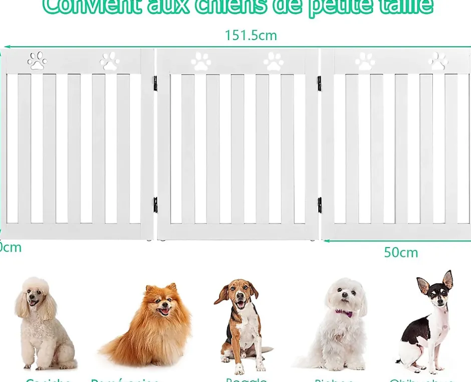 Giantex Barrière de Protection pour Chien Pliable Grille de Sécurité Pivotante par Charnière Barrière de Sécurité pour Animaux Blanc