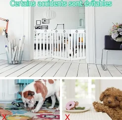 Giantex Barrière de Protection pour Chien Pliable Grille de Sécurité Pivotante par Charnière Barrière de Sécurité pour Animaux Blanc