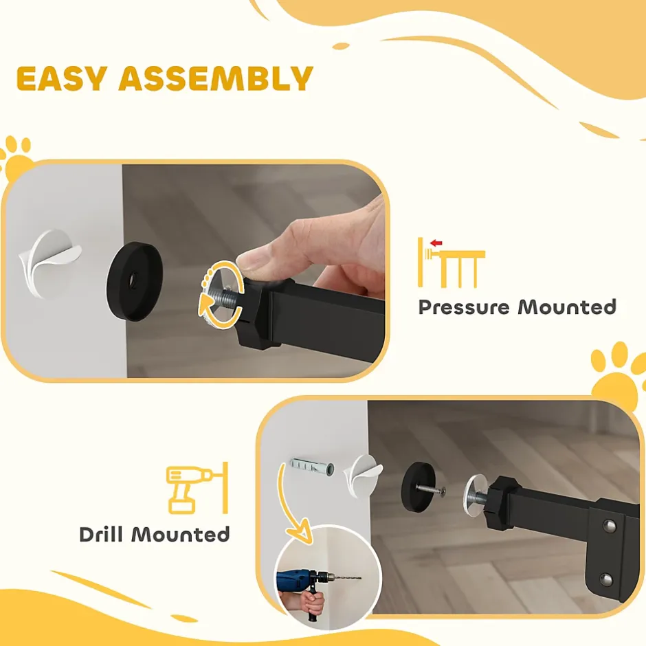 Barrière de sécurité animaux réglable L.74-80 cm porte double verrouillage petite porte sans perçage-PawHut Best