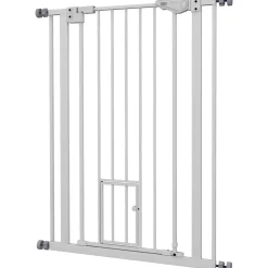 Barrière de sécurité animaux réglable L.74-80 cm porte double verrouillage petite porte sans perçage-PawHut Clearance