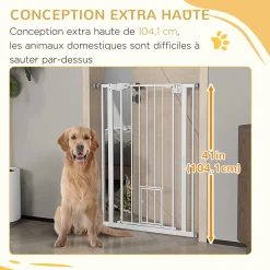 Barrière de sécurité animaux réglable L.74-80 cm porte double verrouillage petite porte sans perçage-PawHut Clearance