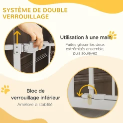 Barrière de sécurité animaux réglable L.74-80 cm porte double verrouillage petite porte sans perçage-PawHut Clearance
