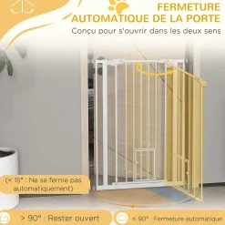 Barrière de sécurité animaux réglable L.74-80 cm porte double verrouillage petite porte sans perçage-PawHut Clearance