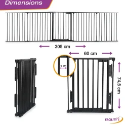 Barrière de sécurité enfant, bébé, animaux - 3 mètres, 5 panneaux modulables et pliables-Facility'S Online