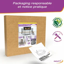 Barrière de sécurité enfant, bébé, animaux - 3 mètres, 5 panneaux modulables et pliables-Facility'S Online