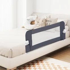 Barrière de Sécurité Enfant Lit, Barrière de Lit Enfant Bébé Pliable avec Mousse Souple, Gris, 105 x 40 x 42 CM-Giantex Discount
