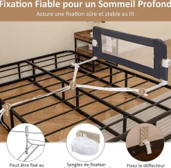 Barrière de Sécurité Enfant Lit, Barrière de Lit Enfant Bébé Pliable avec Mousse Souple, Gris, 105 x 40 x 42 CM-Giantex Discount
