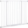 PawHut Barrière de sécurité longueur réglable dim. 76-107l x 76H cm sans perçage métal plastique blanc