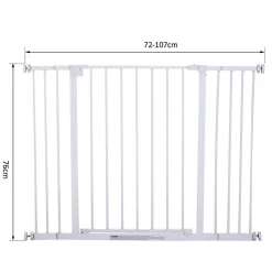 PawHut Barrière de sécurité longueur réglable dim. 76-107l x 76H cm sans perçage métal plastique blanc
