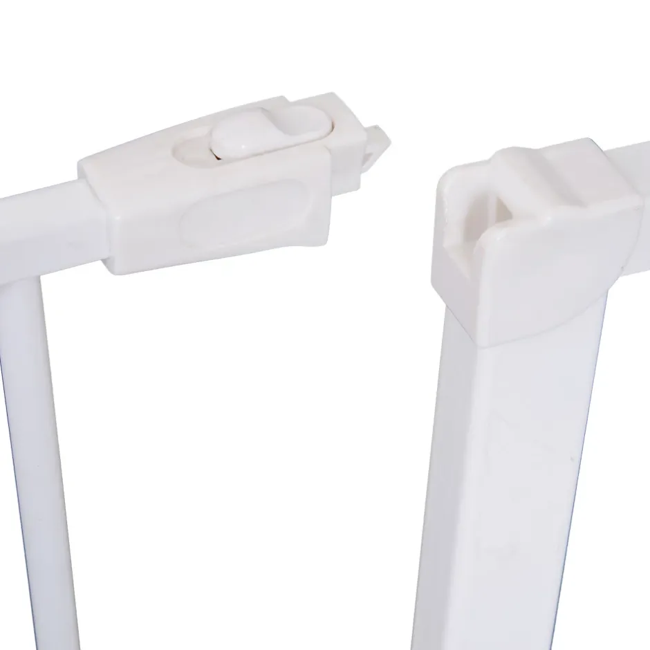 PawHut Barrière de sécurité longueur réglable dim. 76-107l x 76H cm sans perçage métal plastique blanc