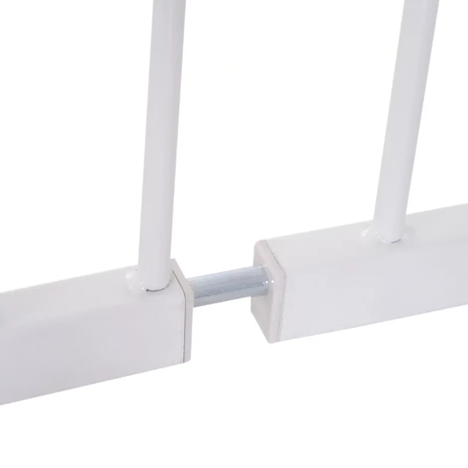 PawHut Barrière de sécurité longueur réglable dim. 76-107l x 76H cm sans perçage métal plastique blanc