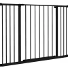 Barrière de sécurité longueur réglable dim. 76-107l x 76H cm sans perçage métal plastique noir-PawHut Discount