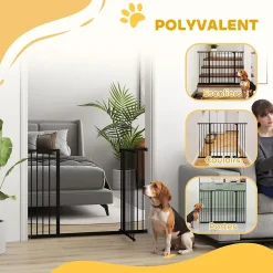 Barrière de sécurité longueur réglable dim. 76-107l x 76H cm sans perçage métal plastique noir-PawHut Discount