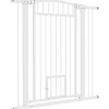 PawHut Barrière de sécurite chien extensible L.76-104 cm double verrouillage montage pression ou perçage blanc