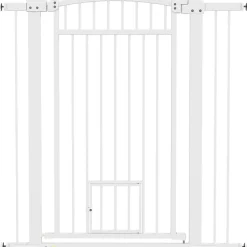PawHut Barrière de sécurite chien extensible L.76-104 cm double verrouillage montage pression ou perçage blanc