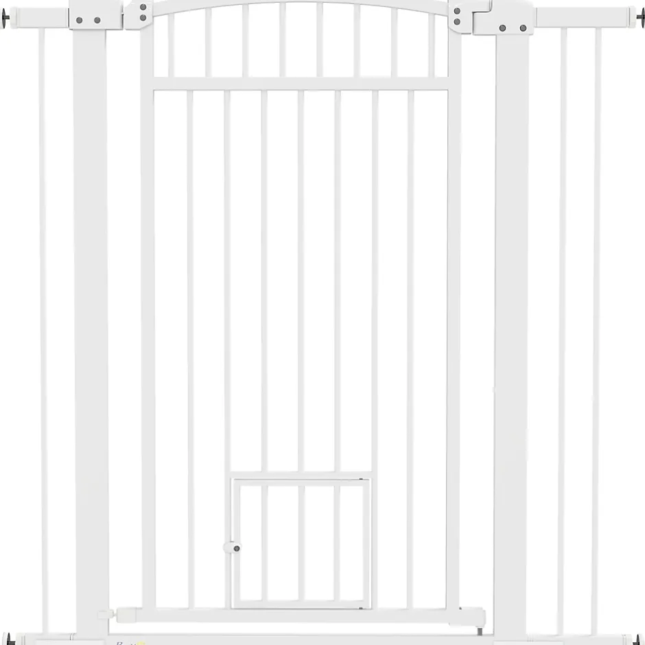 PawHut Barrière de sécurite chien extensible L.76-104 cm double verrouillage montage pression ou perçage blanc