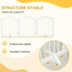 Barrière modulable pliable barrière de sécurité 154,5L x 61H cm MDF blanc-PawHut New