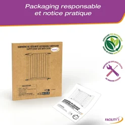 Facility'S Barrière sécurité escalier extensible sans perçage bébé - chien- 82 x 76 cm - FACILITYS