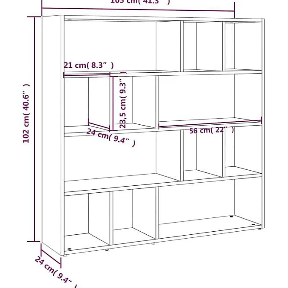Vidaxl Bibliothèque/Cloison de séparation Noir 105x24x102 cm
