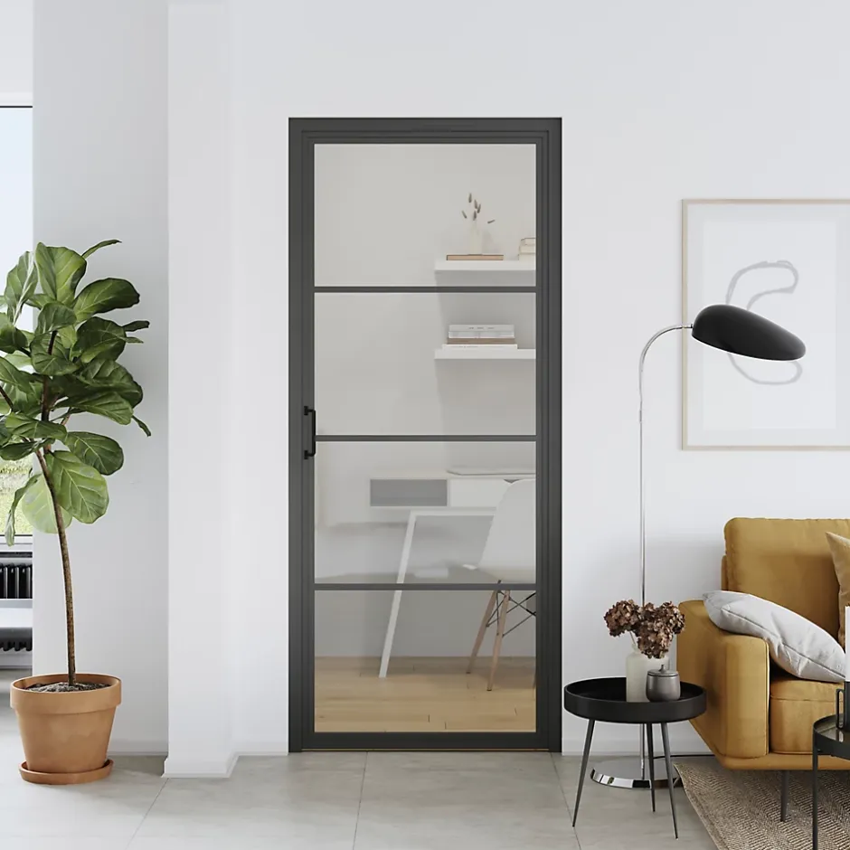 Bloc porte 4 vitrages poussant droit H 204 X L 83 cm