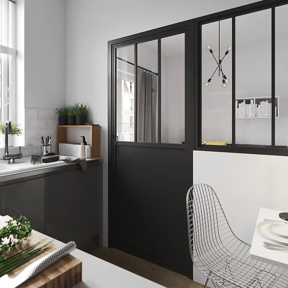 Bloc porte 3 vitrages poussant gauche H 204 X L 83 cm