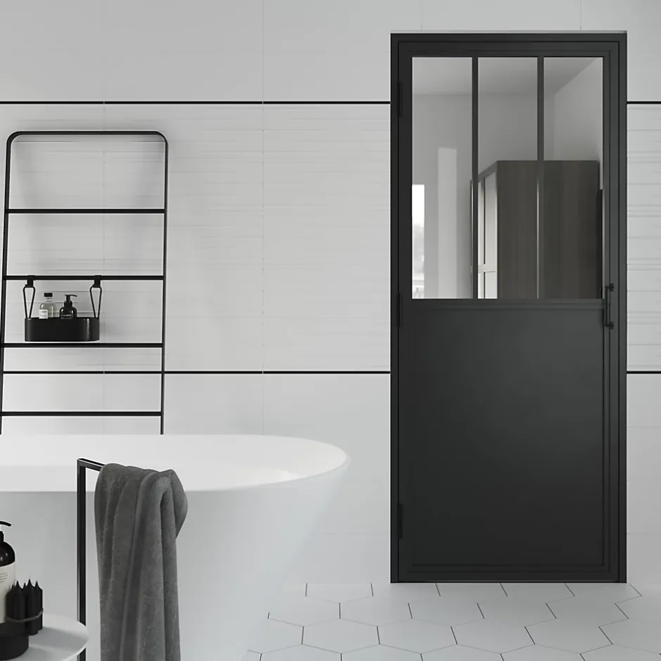 Bloc porte 3 vitrages poussant gauche H 204 X L 83 cm