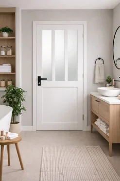 Bloc Porte Atelier Blanc Vitre Depoli H204 X L73 Côte Tableau P.gauche,poignee-Gd Menuiseries Best