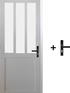 Bloc Porte Atelier Blanc Vitre Depoli H204 X L73 Côte Tableau P.gauche,poignee-Gd Menuiseries Best