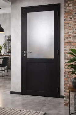 Gd Menuiseries Bloc Porte Athena Noir H204 X L83 Côte Tableau P.gauche,poignee Pomerol