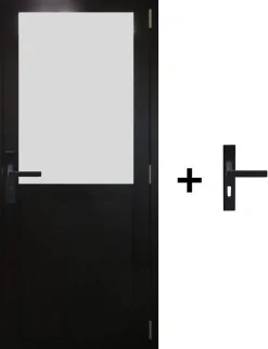 Gd Menuiseries Bloc Porte Athena Noir H204 X L83 Côte Tableau P.gauche,poignee