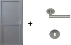 Bloc Porte Athena Ral7035 2 Panneaux H204 X L83 Côte Tableau P.gauche,poignee Pomerol-Gd Menuiseries Discount