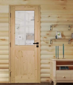 Lynporte Bloc porte bois épicéa ANDROMEDA 1 vitrage 830 droit